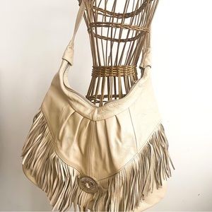 Genuine Leather Boho Fringe Western Hobo Purse